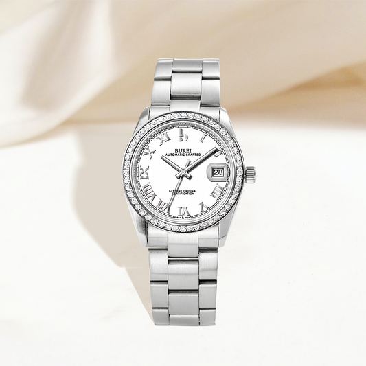 BUREI Luxury Automatic Watch 36mm, Fashion Waterproof Mechanical Watch, Adjustable Stainless Steel Two Tone Strap