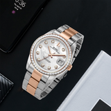 BUREI Men's Luxury Automatic Watch Fashion Waterproof Mechanical Watch, Adjustable Stainless Steel Two Tone Strap,Gift for Men
