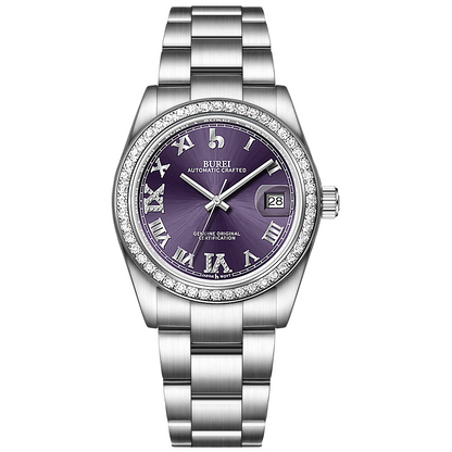 BUREI Luxury Automatic Watch 36mm, Fashion Waterproof Mechanical Watch, Adjustable Stainless Steel Two Tone Strap