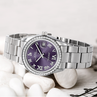 BUREI Luxury Automatic Watch 36mm, Fashion Waterproof Mechanical Watch, Adjustable Stainless Steel Two Tone Strap