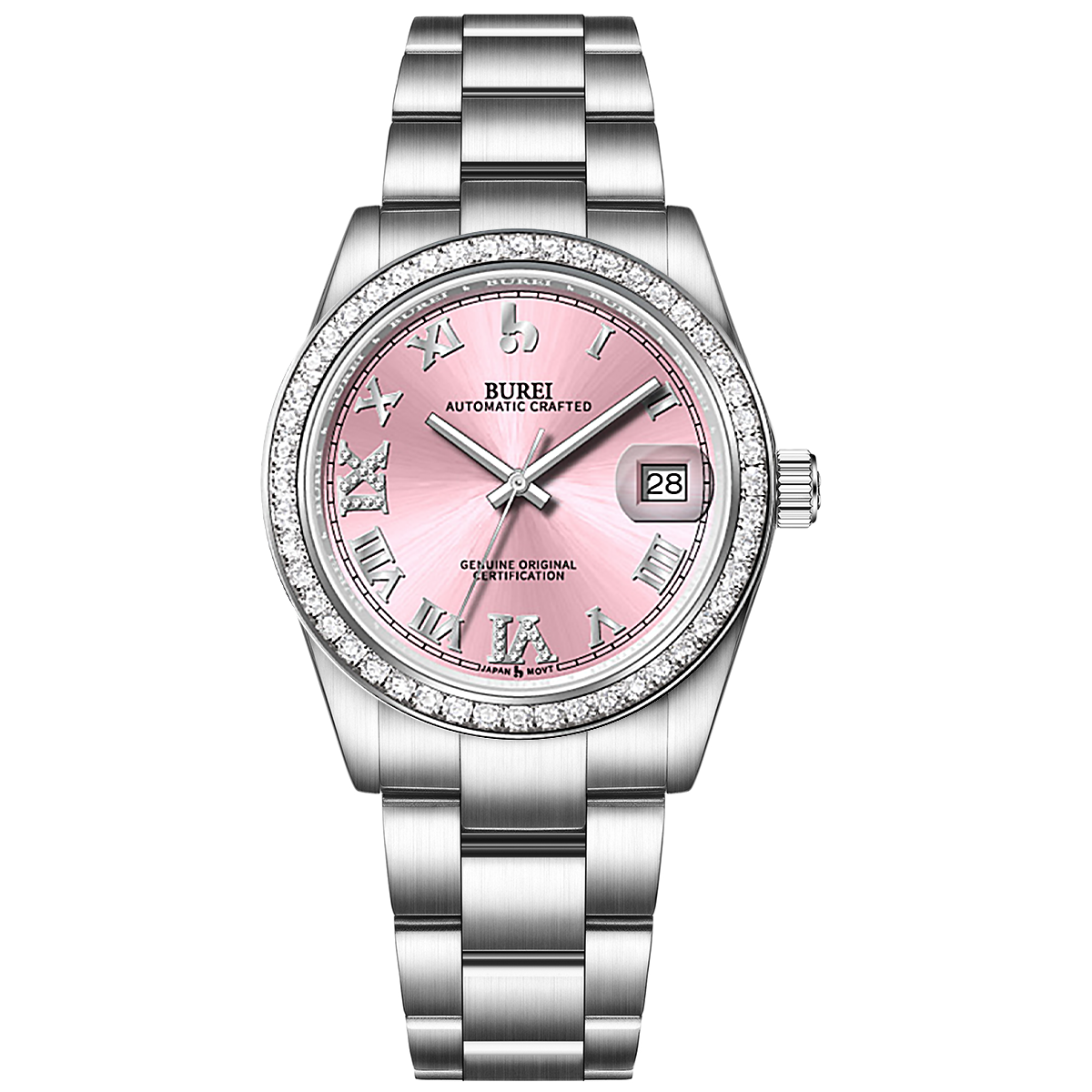 BUREI Luxury Automatic Watch 36mm, Fashion Waterproof Mechanical Watch, Adjustable Stainless Steel Two Tone Strap