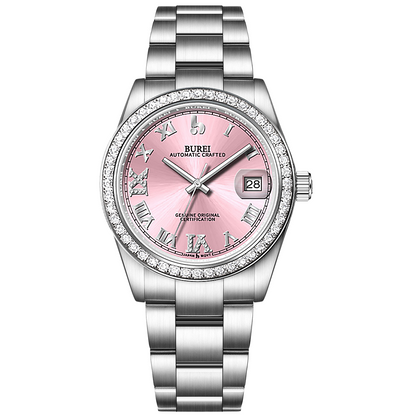 BUREI Luxury Automatic Watch 36mm, Fashion Waterproof Mechanical Watch, Adjustable Stainless Steel Two Tone Strap