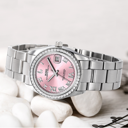 BUREI Luxury Automatic Watch 36mm, Fashion Waterproof Mechanical Watch, Adjustable Stainless Steel Two Tone Strap