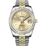 BUREI Men's Luxury Automatic Watch Fashion Waterproof Mechanical Watch, Adjustable Stainless Steel Two Tone Strap,Gift for Men
