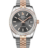BUREI Men's Luxury Automatic Watch Fashion Waterproof Mechanical Watch, Adjustable Stainless Steel Two Tone Strap,Gift for Men