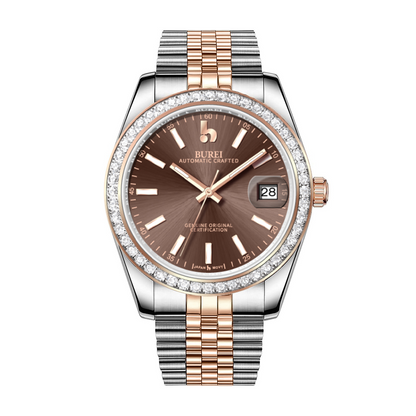 BUREI Luxury Automatic Watch 36mm, Fashion Waterproof Mechanical Watch, Adjustable Stainless Steel Two Tone Strap