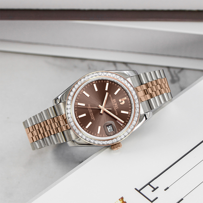 BUREI Luxury Automatic Watch 36mm, Fashion Waterproof Mechanical Watch, Adjustable Stainless Steel Two Tone Strap
