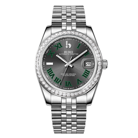 BUREI Luxury Automatic Watch 36mm, Fashion Waterproof Mechanical Watch, Adjustable Stainless Steel Two Tone Strap