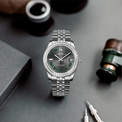 BUREI Luxury Automatic Watch 36mm, Fashion Waterproof Mechanical Watch, Adjustable Stainless Steel Two Tone Strap
