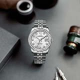 BUREI Men's Luxury Automatic Watch Fashion Waterproof Mechanical Watch, Adjustable Stainless Steel Two Tone Strap,Gift for Men