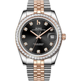 BUREI Men's Luxury Automatic Watch Fashion Waterproof Mechanical Watch, Adjustable Stainless Steel Two Tone Strap,Gift for Men