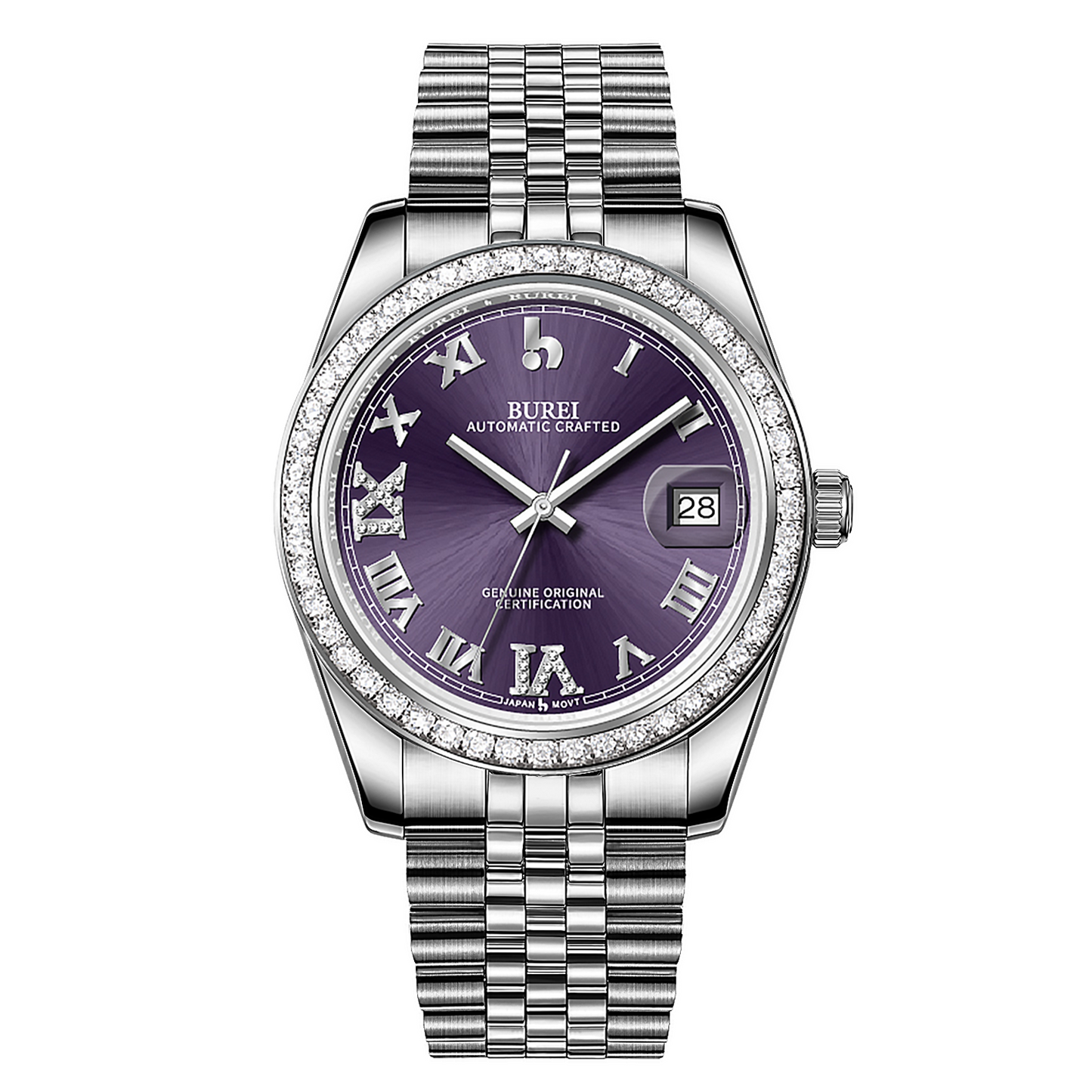 BUREI Luxury Automatic Watch 36mm, Fashion Waterproof Mechanical Watch, Adjustable Stainless Steel Two Tone Strap