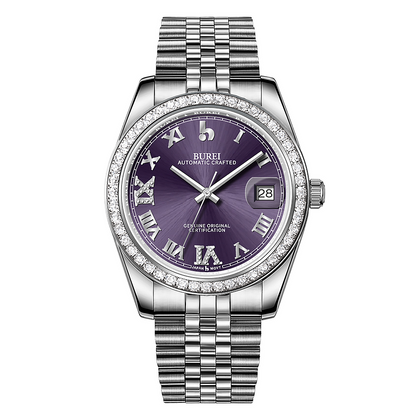BUREI Luxury Automatic Watch 36mm, Fashion Waterproof Mechanical Watch, Adjustable Stainless Steel Two Tone Strap