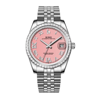BUREI Luxury Automatic Watch 36mm, Fashion Waterproof Mechanical Watch, Adjustable Stainless Steel Two Tone Strap