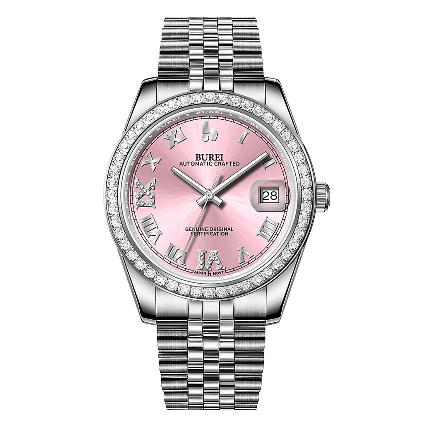 BUREI Luxury Automatic Watch 36mm, Fashion Waterproof Mechanical Watch, Adjustable Stainless Steel Two Tone Strap