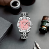 BUREI Luxury Automatic Watch 36mm, Fashion Waterproof Mechanical Watch, Adjustable Stainless Steel Two Tone Strap