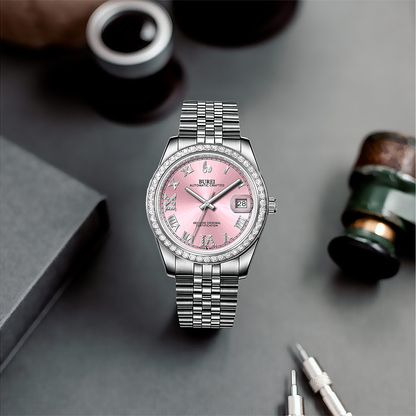 BUREI Luxury Automatic Watch 36mm, Fashion Waterproof Mechanical Watch, Adjustable Stainless Steel Two Tone Strap