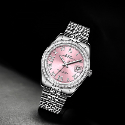 BUREI Luxury Automatic Watch 36mm, Fashion Waterproof Mechanical Watch, Adjustable Stainless Steel Two Tone Strap