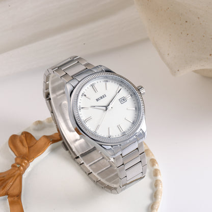 BUREI Men Watches Fashion Business Watch Silver Analog Stainless Steel Quartz Waterproof Watches for Men,Gifts for Men