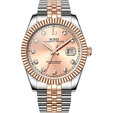 BUREI Men's Luxury Automatic Watch Fashion Waterproof Mechanical Watch, Adjustable Stainless Steel Two Tone Strap,Gift for Men