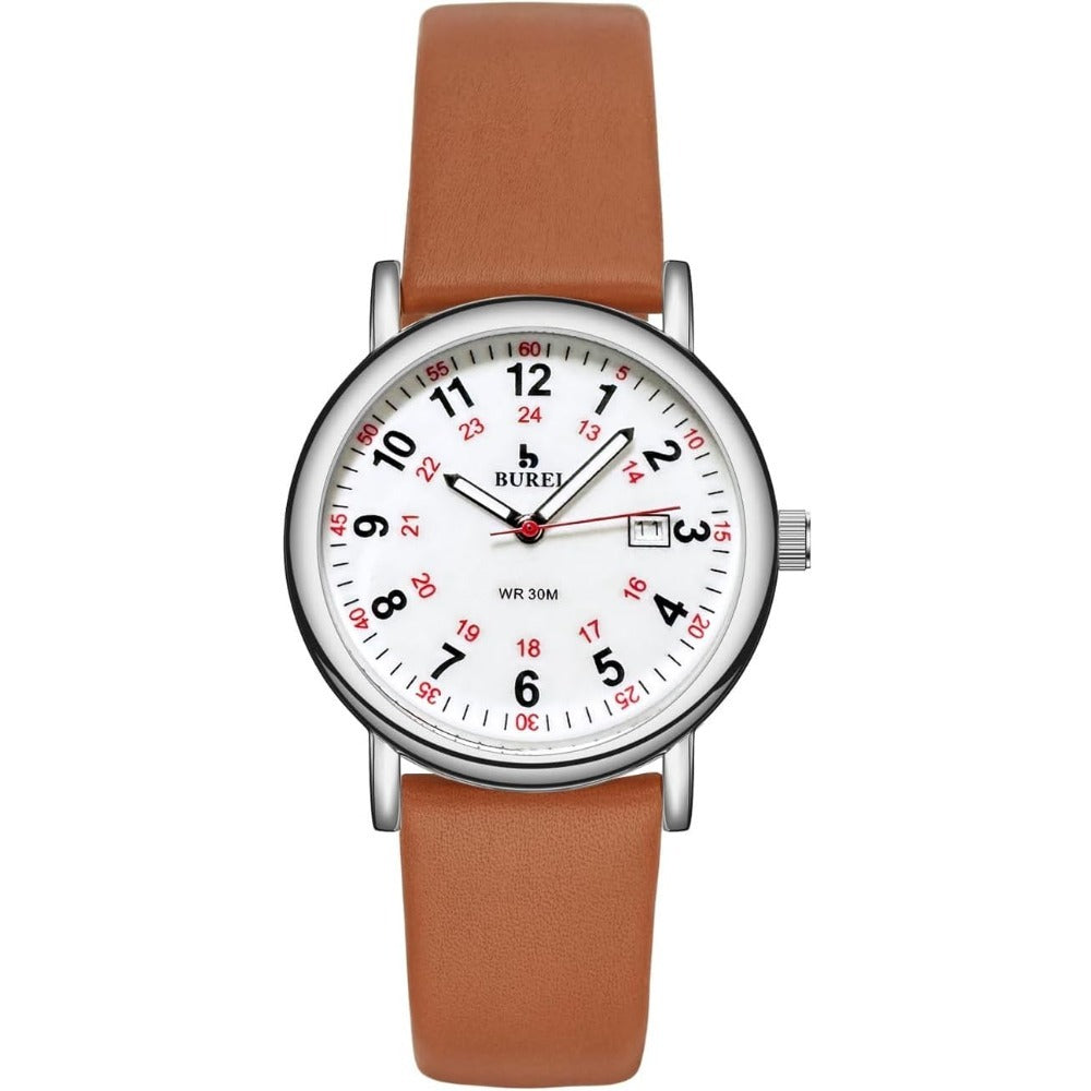 BUREI Nurse Wrist Watch for Nurse Medical Professionals Students Women Men, Waterproof 12/24 Hour Military Time Luminouse Easy Read Dial,Colorful Silicone Band