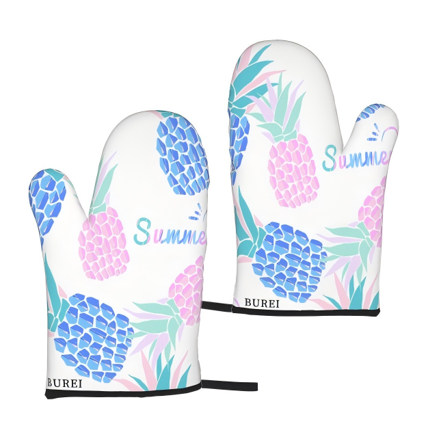 BUREI Dream of Pineapple Silicone Insulated, Heatresistant, Anti Slip Baking and Barbecue Gloves