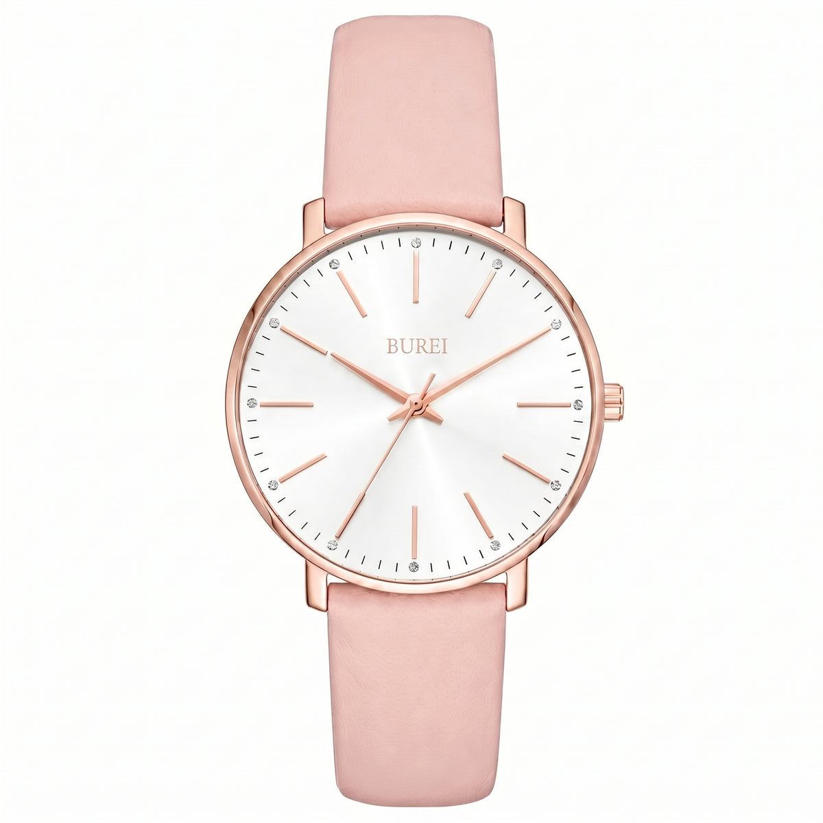 BUREL Women's Minimalist Large Face Leather Watch
