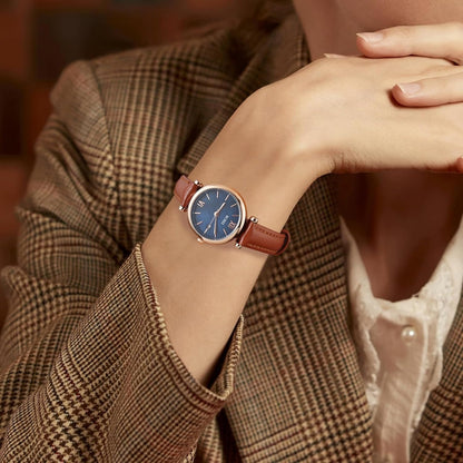 BUREI Women's Black Leather Strap Watch Fashion Simple Analog Quartz Waterproof Watches for Women Three Hands,Gift for her