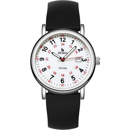 BUREI Nurse Wrist Watch for Nurse Medical Professionals Students Women Men, Waterproof 12/24 Hour Military Time Luminouse Easy Read Dial,Colorful Silicone Band