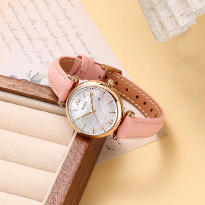 BUREI Women's Black Leather Strap Watch Fashion Simple Analog Quartz Waterproof Watches for Women Three Hands,Gift for her