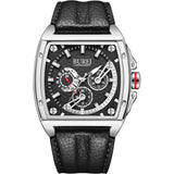 BUREI Men Wrist Watches Fashion Analog Leather Quartz Waterproof Watches for Men