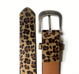 BUREI Women's Leopard Belt Animal Print Belt with Metal Buckle Pu Leather Jeans Belts