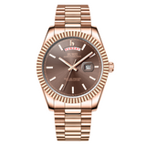 BUREI Mens Luxury Analog Quartz Watches Black Dial Date Display Sapphire Crystal Lens with Two Tones Stainless Steel Band