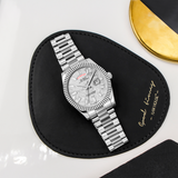 BUREI Mens Luxury Analog Quartz Watches Black Dial Date Display Sapphire Crystal Lens with Two Tones Stainless Steel Band