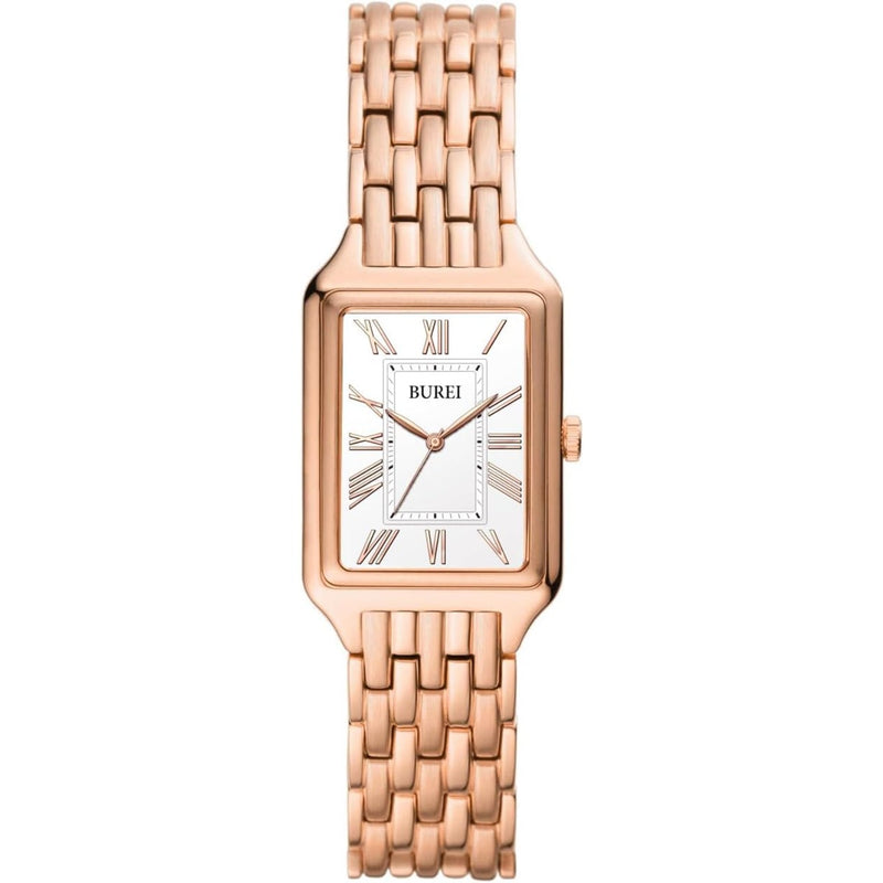 BUREI Women's Fashion Luxury Stainless Steel Watch Simple Quartz Waterproof Ladies Watch Three Hands Relogio Feminino (Gold and Rose Gold)