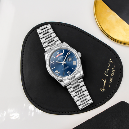 BUREI Mens Watch 41mm, Stainless Steel Analog Quartz, Waterproof with Calendar, Sapphire Crystal Dial, Business Casual Luxury Wristwatch