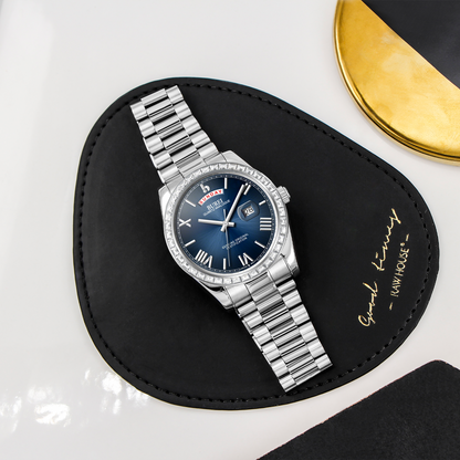 BUREI Mens Watch 41mm, Stainless Steel Analog Quartz, Waterproof with Calendar, Sapphire Crystal Dial, Business Casual Luxury Wristwatch