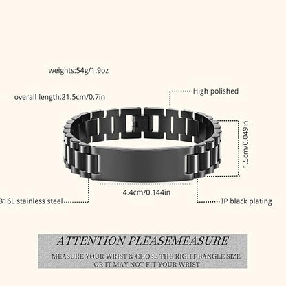 BUREI Men Watch Band Stainless Steel Link Bracelet Personalized Jewelry Gift for Men DAD Father Husband Boyfriend