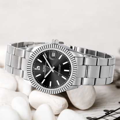 BUREI  Luxury Automatic Watch 36mm, Fashion Waterproof Mechanical Watch, Adjustable Stainless Steel Two Tone Strap