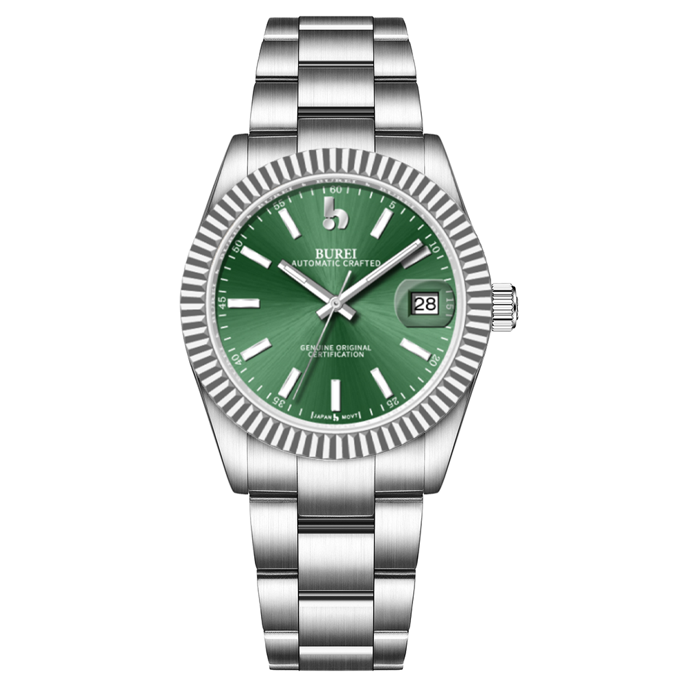BUREI  Luxury Automatic Watch 36mm, Fashion Waterproof Mechanical Watch, Adjustable Stainless Steel Two Tone Strap