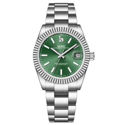 BUREI  Luxury Automatic Watch 36mm, Fashion Waterproof Mechanical Watch, Adjustable Stainless Steel Two Tone Strap
