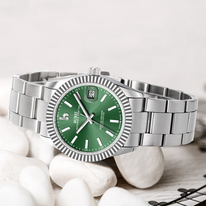 BUREI  Luxury Automatic Watch 36mm, Fashion Waterproof Mechanical Watch, Adjustable Stainless Steel Two Tone Strap