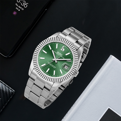 BUREI  Luxury Automatic Watch 36mm, Fashion Waterproof Mechanical Watch, Adjustable Stainless Steel Two Tone Strap