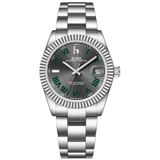 BUREI  Luxury Automatic Watch 36mm, Fashion Waterproof Mechanical Watch, Adjustable Stainless Steel Two Tone Strap