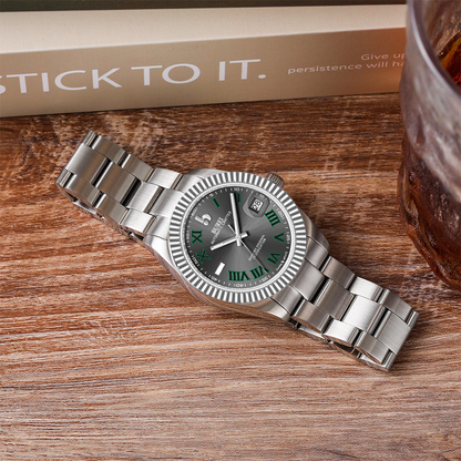 BUREI  Luxury Automatic Watch 36mm, Fashion Waterproof Mechanical Watch, Adjustable Stainless Steel Two Tone Strap