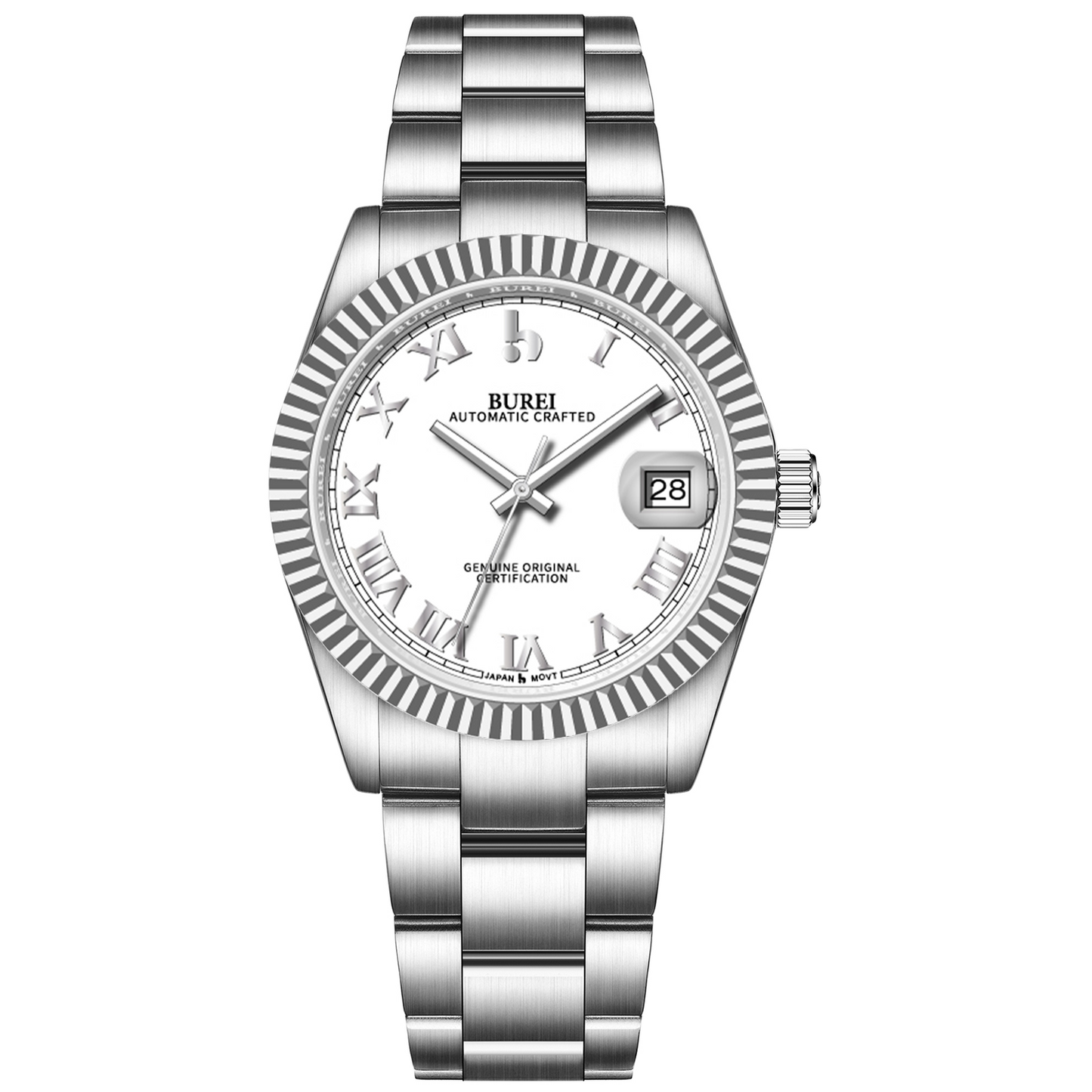 BUREI  Luxury Automatic Watch 36mm, Fashion Waterproof Mechanical Watch, Adjustable Stainless Steel Two Tone Strap