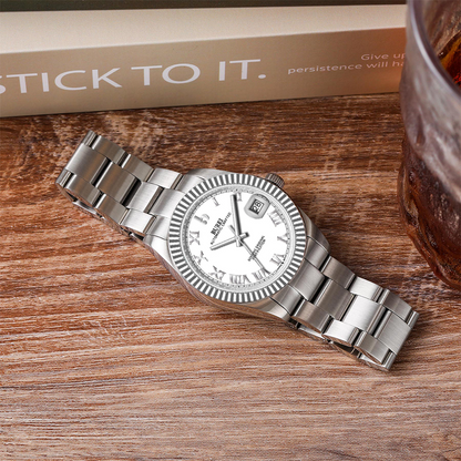 BUREI  Luxury Automatic Watch 36mm, Fashion Waterproof Mechanical Watch, Adjustable Stainless Steel Two Tone Strap