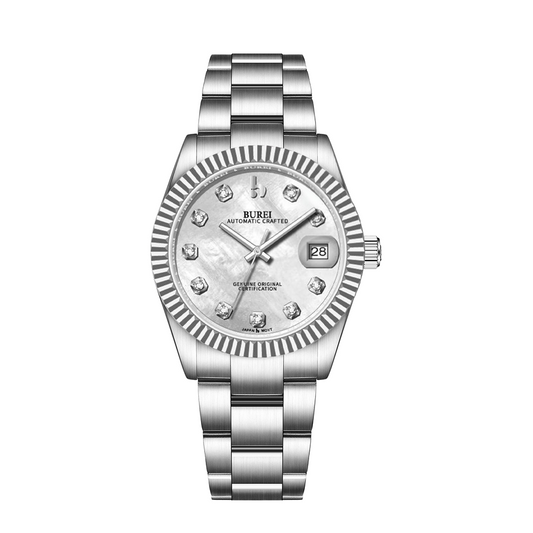BUREI  Luxury Automatic Watch 36mm, Fashion Waterproof Mechanical Watch, Adjustable Stainless Steel Two Tone Strap
