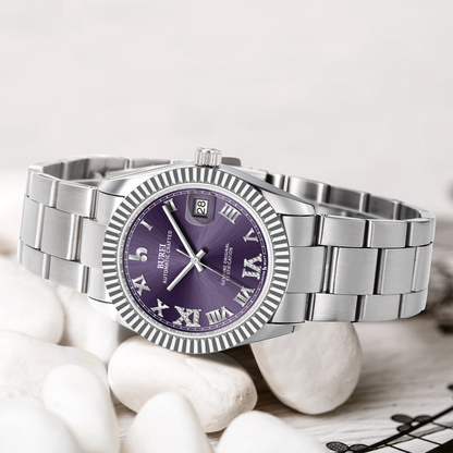 BUREI  Luxury Automatic Watch 36mm, Fashion Waterproof Mechanical Watch, Adjustable Stainless Steel Two Tone Strap