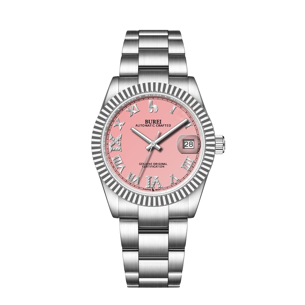 BUREI  Luxury Automatic Watch 36mm, Fashion Waterproof Mechanical Watch, Adjustable Stainless Steel Two Tone Strap